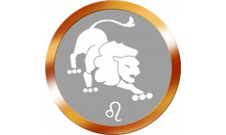 signe zodiaque lion rond doré - 10cm - Sticker/autocollant
