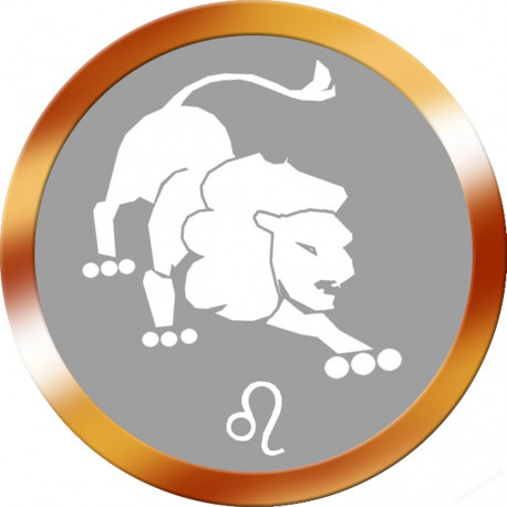 signe zodiaque lion rond doré - 10cm - Sticker/autocollant
