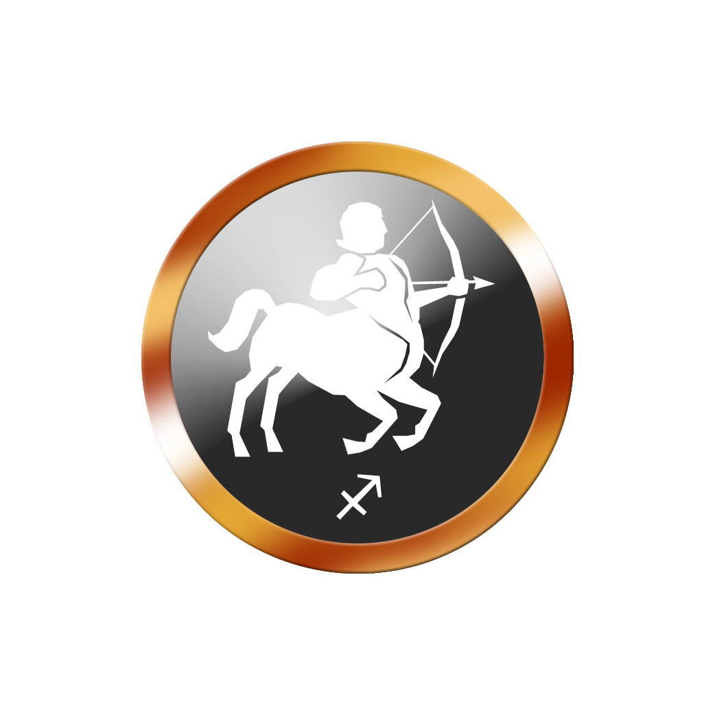 signe du zodiaque sagittaire rond doré - 8cm - Sticker/autocollant