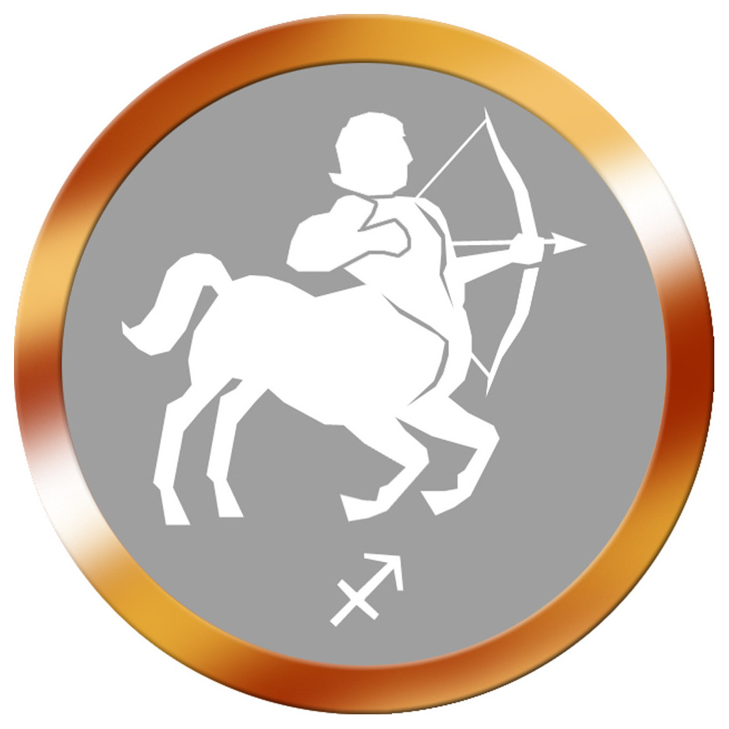 signe zodiaque sagittaire rond doré - 10cm - Sticker/autocollant