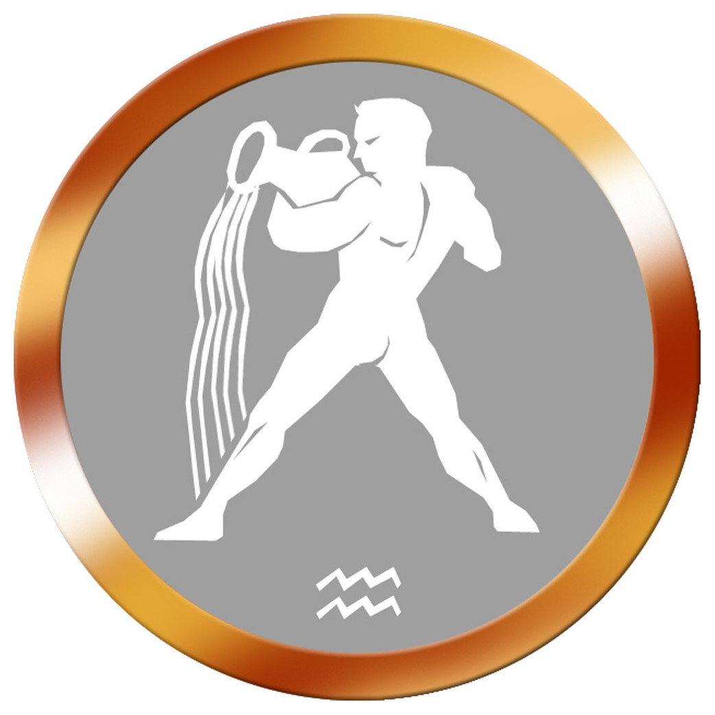 signe zodiaque verseau rond doré - 10cm - Sticker/autocollant