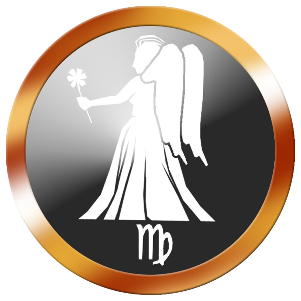 signe du zodiaque vierge rond doré - 8cm - Sticker/autocollant