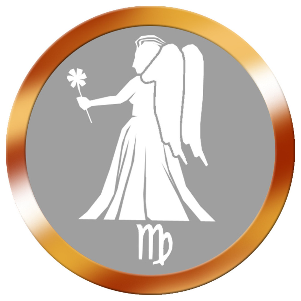 signe zodiaque vierge rond doré - 8cm - Sticker/autocollant