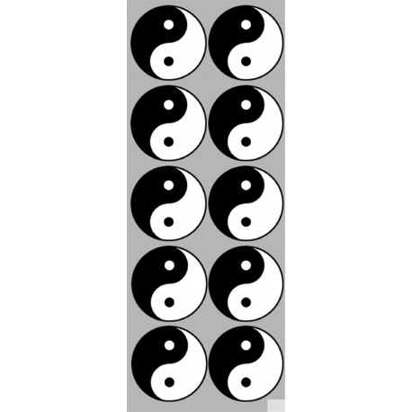 YIN YANG classique - 10 stickers de 5cm - Sticker/autocollant