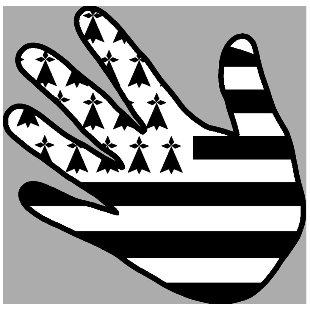 main drapeau breton - 10x10cm - Sticker/autocollant