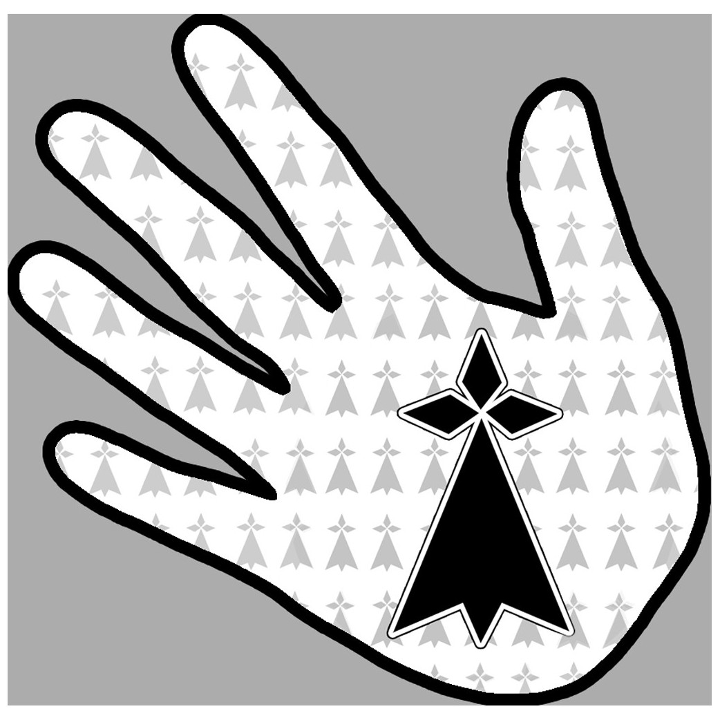 main hermine - 20x20cm - Sticker/autocollant