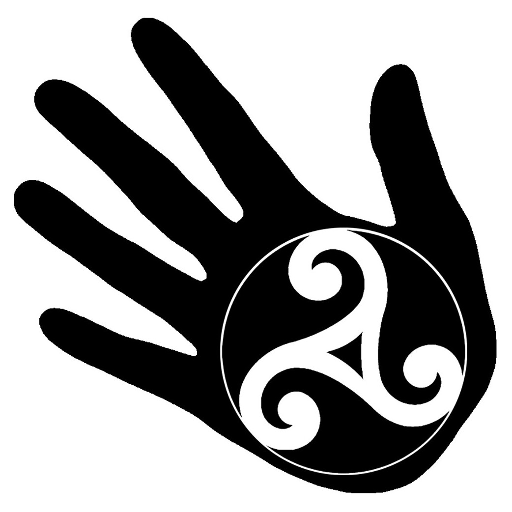 main triskel blanc fond noir - 20x20cm - Sticker/autocollant