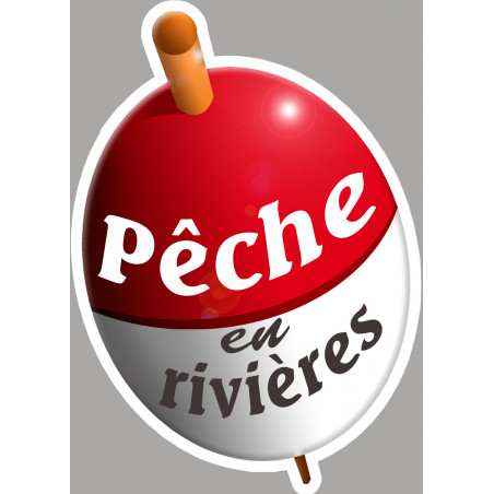 bouchon pêche en rivières - 10x7cm - Sticker/autocollant