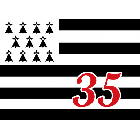 Drapeau Breton 35 - 29x21cm - Sticker/autocollant