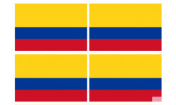 Drapeau Colombie - 4 stickers - 9.5 x 6.3 cm - Sticker/autocollant