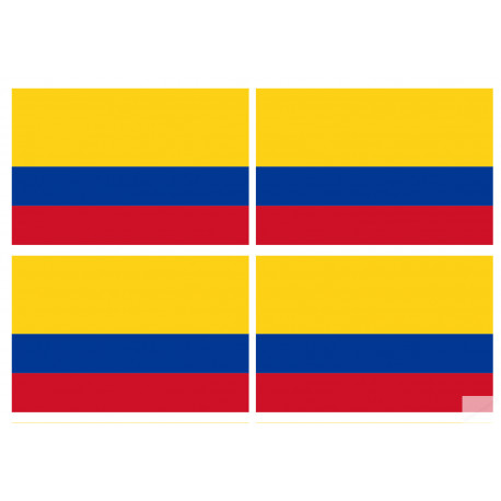 Drapeau Colombie - 4 stickers - 9.5 x 6.3 cm - Sticker/autocollant