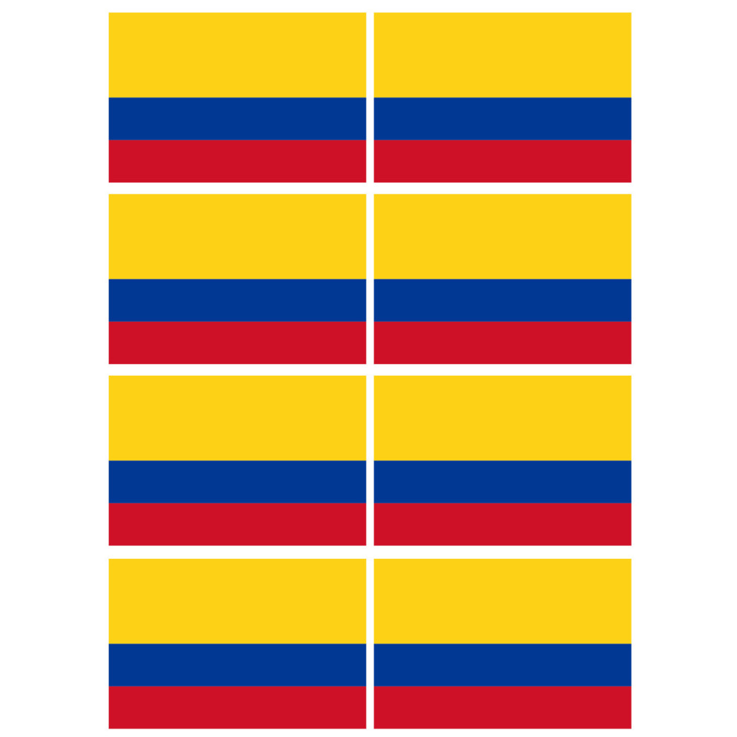 Drapeau Colombie - 8 stickers - 9.5 x 6.3 cm - Sticker/autocollant