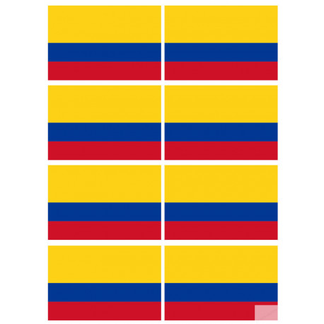 Drapeau Colombie - 8 stickers - 9.5 x 6.3 cm - Sticker/autocollant