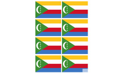 Drapeau Comores - 8 stickers - 9.5 x 6.3 cm - Sticker/autocollant