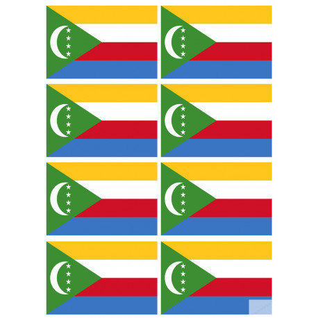 Drapeau Comores - 8 stickers - 9.5 x 6.3 cm - Sticker/autocollant