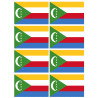 Drapeau Comores - 8 stickers - 9.5 x 6.3 cm - Sticker/autocollant