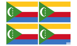 Drapeau Comores - 4 stickers - 9.5 x 6.3 cm - Sticker/autocollant