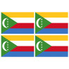 Drapeau Comores - 4 stickers - 9.5 x 6.3 cm - Sticker/autocollant