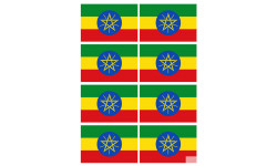 Drapeau Ethiopie - 8 stickers - 9.5 x 6.3 cm - Sticker/autocollant