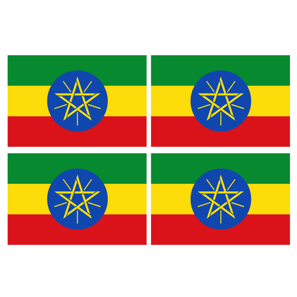 Drapeau Ethiopie - 4 stickers - 9.5 x 6.3 cm - Sticker/autocollant