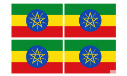 Drapeau Ethiopie - 4 stickers - 9.5 x 6.3 cm - Sticker/autocollant