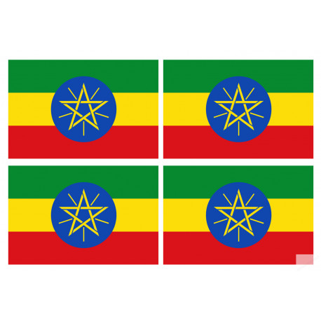 Drapeau Ethiopie - 4 stickers - 9.5 x 6.3 cm - Sticker/autocollant