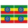 Drapeau Ethiopie - 4 stickers - 9.5 x 6.3 cm - Sticker/autocollant