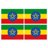 Drapeau Ethiopie - 4 stickers - 9.5 x 6.3 cm - Sticker/autocollant