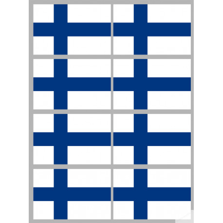 Drapeau Finlande - 8 stickers - 9.5 x 6.3 cm - Sticker/autocollant