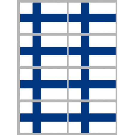 Drapeau Finlande - 8 stickers - 9.5 x 6.3 cm - Sticker/autocollant