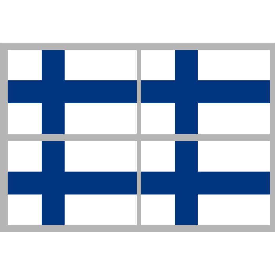Drapeau Finlande - 4 stickers - 9.5 x 6.3 cm - Sticker/autocollant