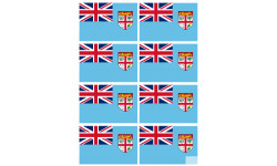 Drapeau Fidji - 8 stickers - 9.5 x 6.3 cm - Sticker/autocollant