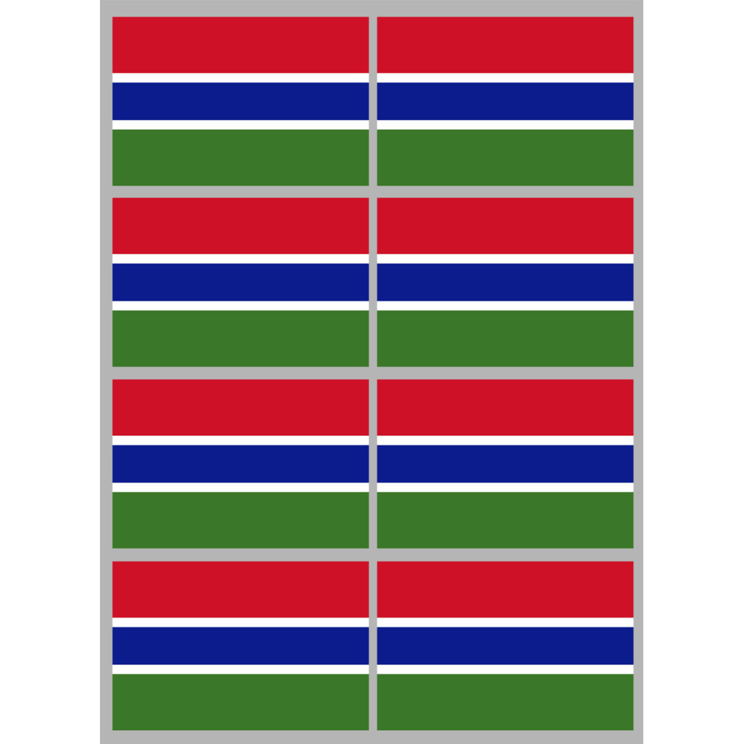 Drapeau Gambie - 8 stickers - 9.5 x 6.3 cm - Sticker/autocollant