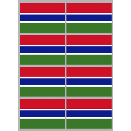 Drapeau Gambie - 8 stickers - 9.5 x 6.3 cm - Sticker/autocollant