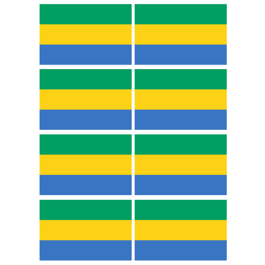 Drapeau Gabon - 8 stickers - 9.5 x 6.3 cm - Sticker/autocollant