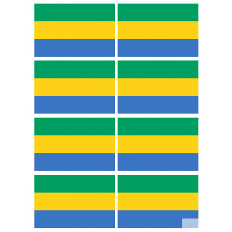 Drapeau Gabon - 8 stickers - 9.5 x 6.3 cm - Sticker/autocollant