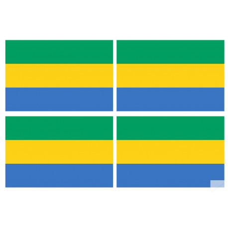 Drapeau Gabon - 4 stickers - 9.5 x 6.3 cm - Sticker/autocollant