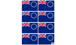 Drapeau îles Cook - 8 stickers - 9.5 x 6.3 cm - Sticker/autocollant