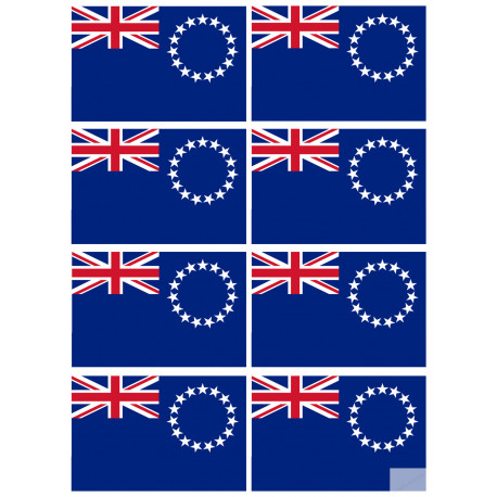 Drapeau îles Cook - 8 stickers - 9.5 x 6.3 cm - Sticker/autocollant