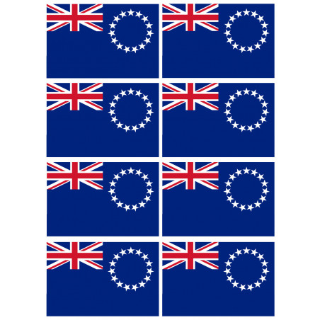 Drapeau îles Cook - 8 stickers - 9.5 x 6.3 cm - Sticker/autocollant
