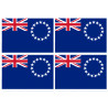 Drapeau îles Cook - 4 stickers - 9.5 x 6.3 cm - Sticker/autocollant