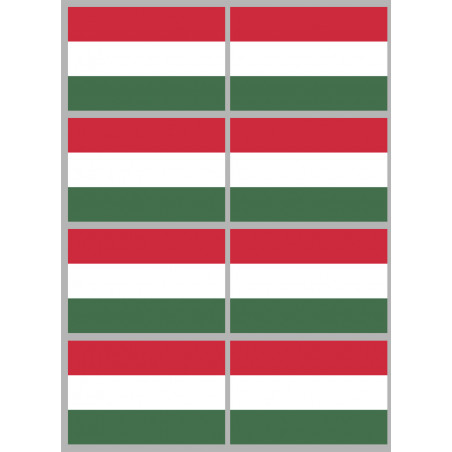 Drapeau Hongrie - 8 stickers - 9.5 x 6.3 cm - Sticker/autocollant