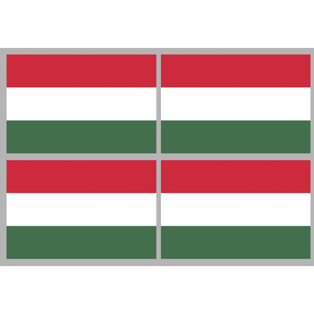 Drapeau Hongrie - 4 stickers - 9.5 x 6.3 cm - Sticker/autocollant