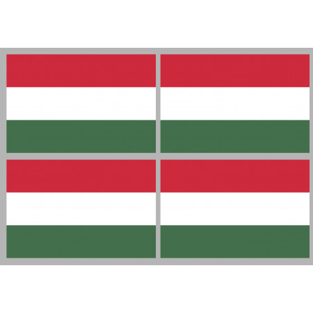Drapeau Hongrie - 4 stickers - 9.5 x 6.3 cm - Sticker/autocollant