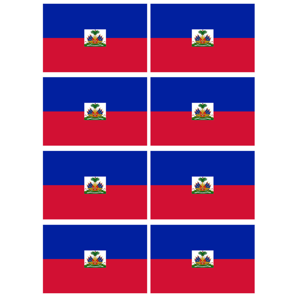 Drapeau Haïti - 8 stickers - 9.5 x 6.3 cm - Sticker/autocollant