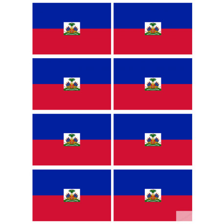 Drapeau Haïti - 8 stickers - 9.5 x 6.3 cm - Sticker/autocollant