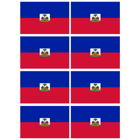 Drapeau Haïti - 8 stickers - 9.5 x 6.3 cm - Sticker/autocollant