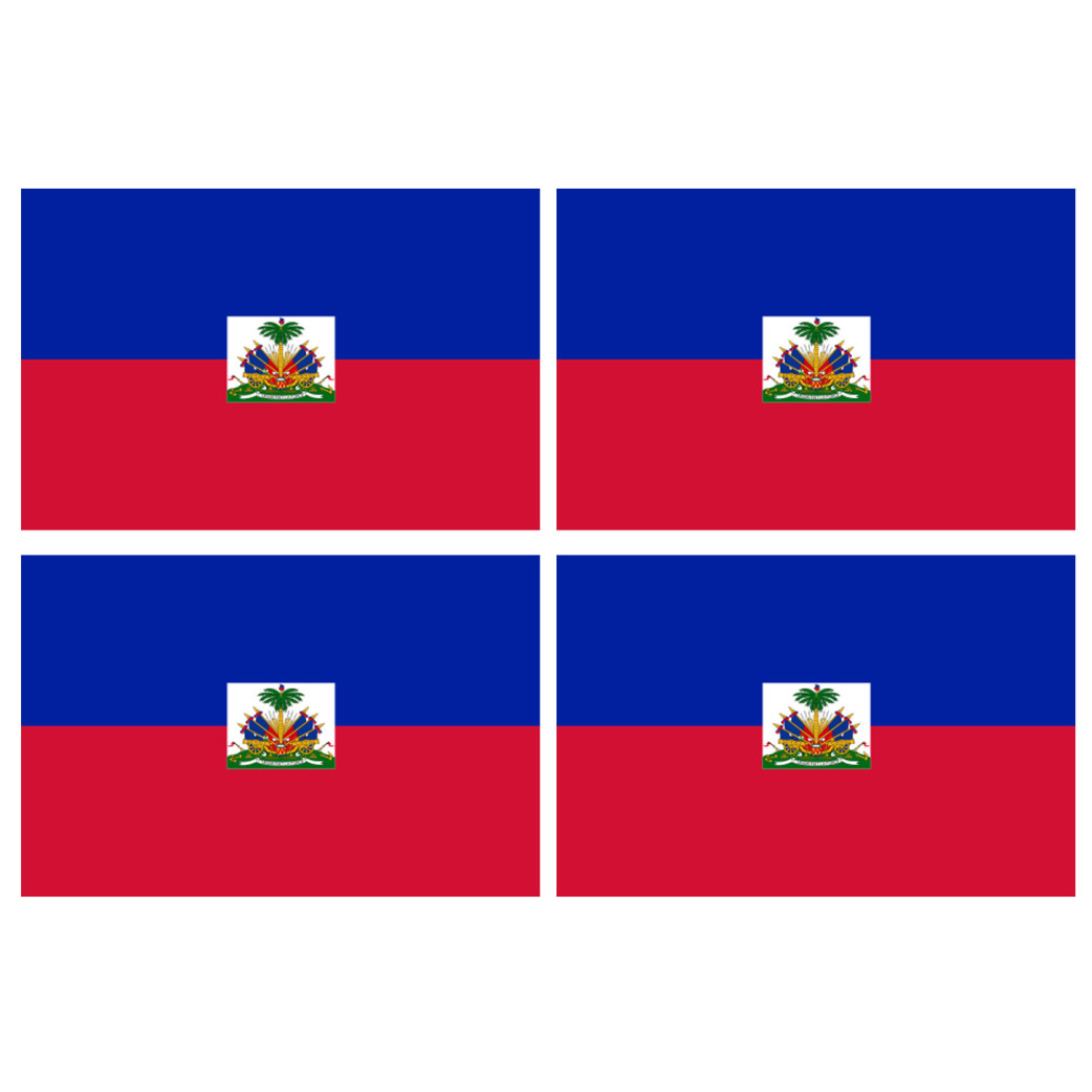 Drapeau Haïti - 4 stickers - 9.5 x 6.3 cm - Sticker/autocollant
