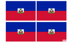 Drapeau Haïti - 4 stickers - 9.5 x 6.3 cm - Sticker/autocollant