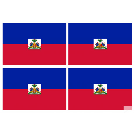 Drapeau Haïti - 4 stickers - 9.5 x 6.3 cm - Sticker/autocollant